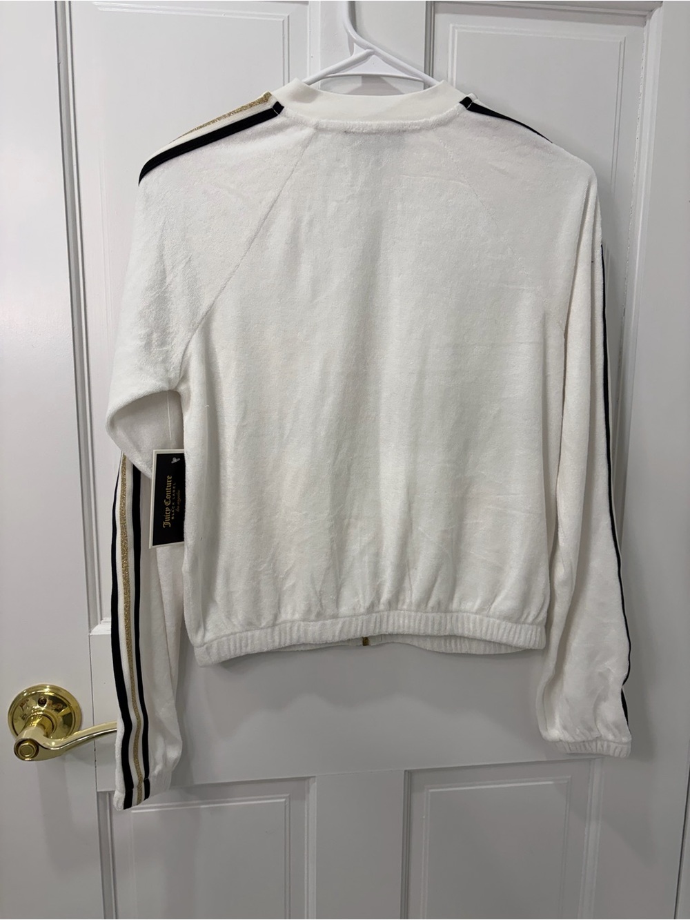 Classic White Zip-Front Track Jacket with Stripe Detail - Picture 5 of 6